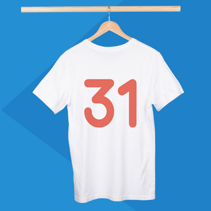 Number 31 white printed t-shirt for men best