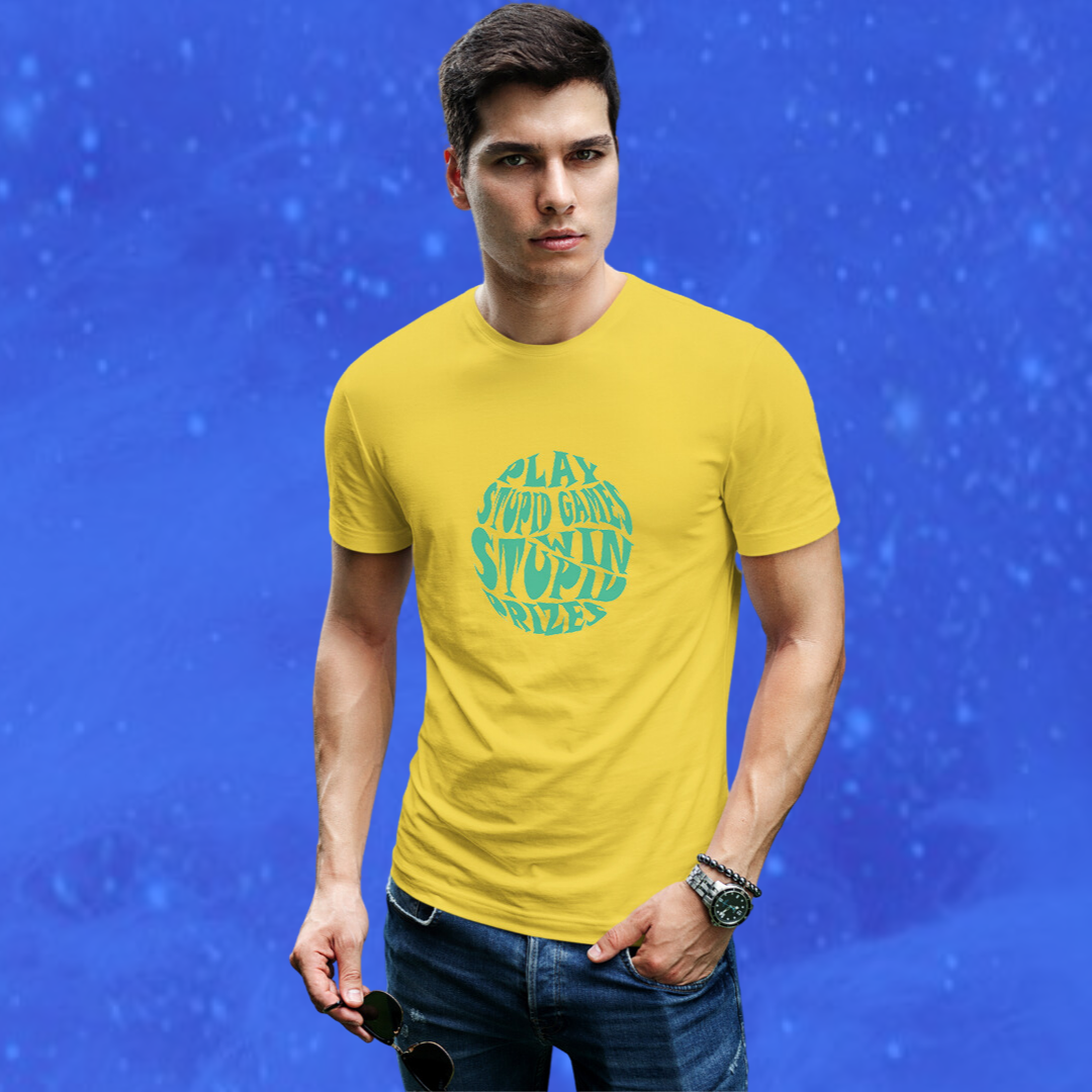 Men's "Play Stupid Games | Win Stupid Prizes" Printed Yellow T-shirt!