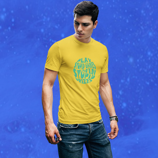 Men's "Play Stupid Games | Win Stupid Prizes" Printed Yellow T-shirt!