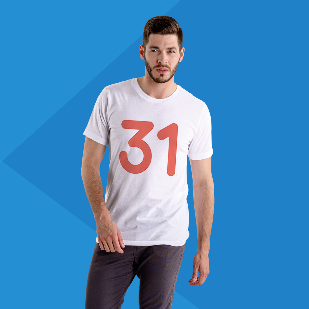 Number 31 white printed t-shirt for men branded