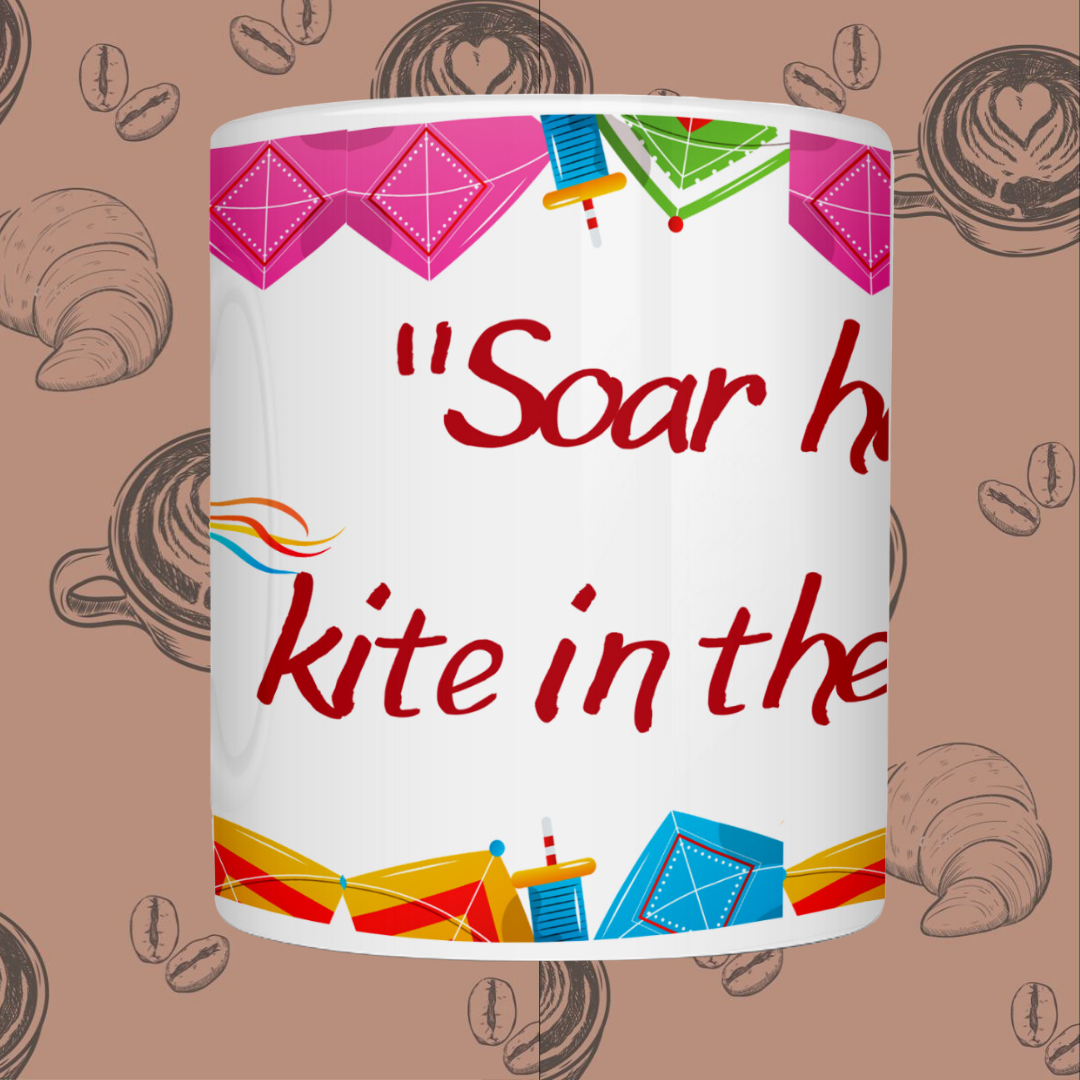 Basant Panchami "Soar high kite in the sky" Printed ceramic mug