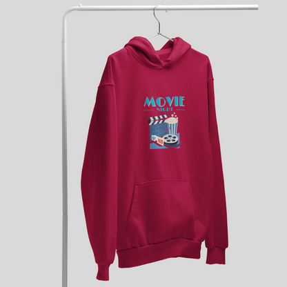 Cozy up with the Women's "Movie Night" Printed Maroon Hoodie