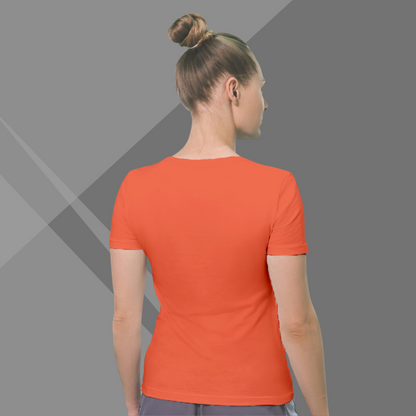 "Rule the Tech World: 'Tech Queen Ruling Bytes' Printed Orange T-Shirt for Women"