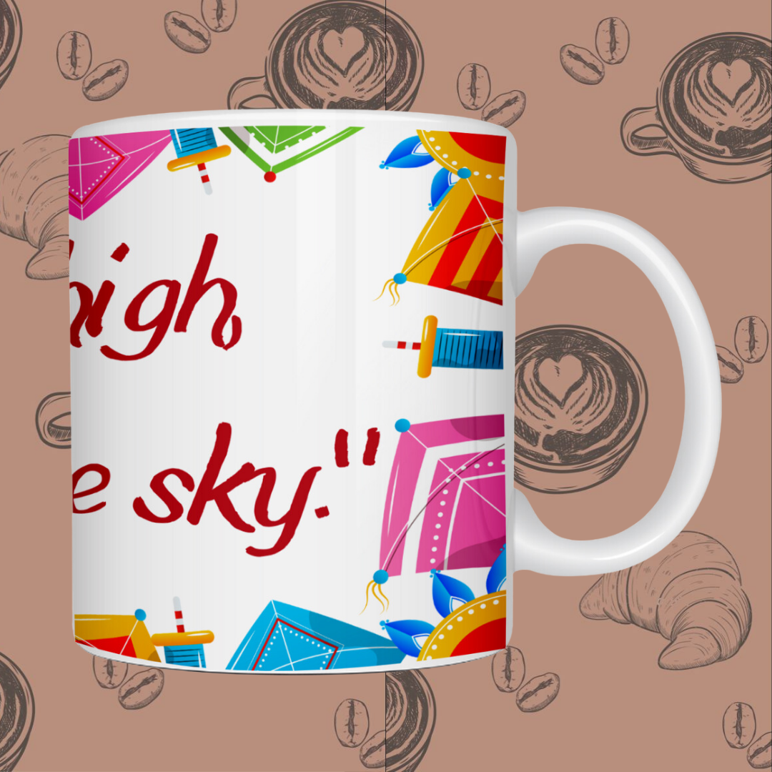 Basant Panchami "Soar high kite in the sky" Printed ceramic mug