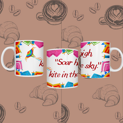 Basant Panchami "Soar high kite in the sky" Printed ceramic mug