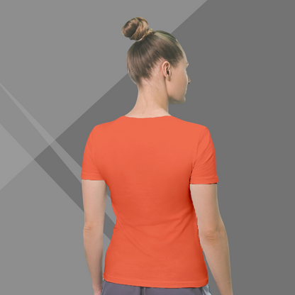 "Embrace Tech Mastery: 'Unlock The Power of Technology' Robot Printed Orange T-Shirt for Women"