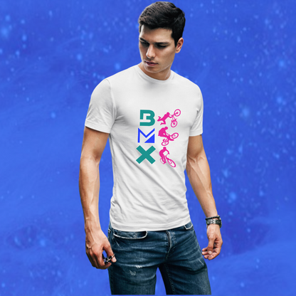 Ride in Style with the Men's "BMX" Printed White T-shirt