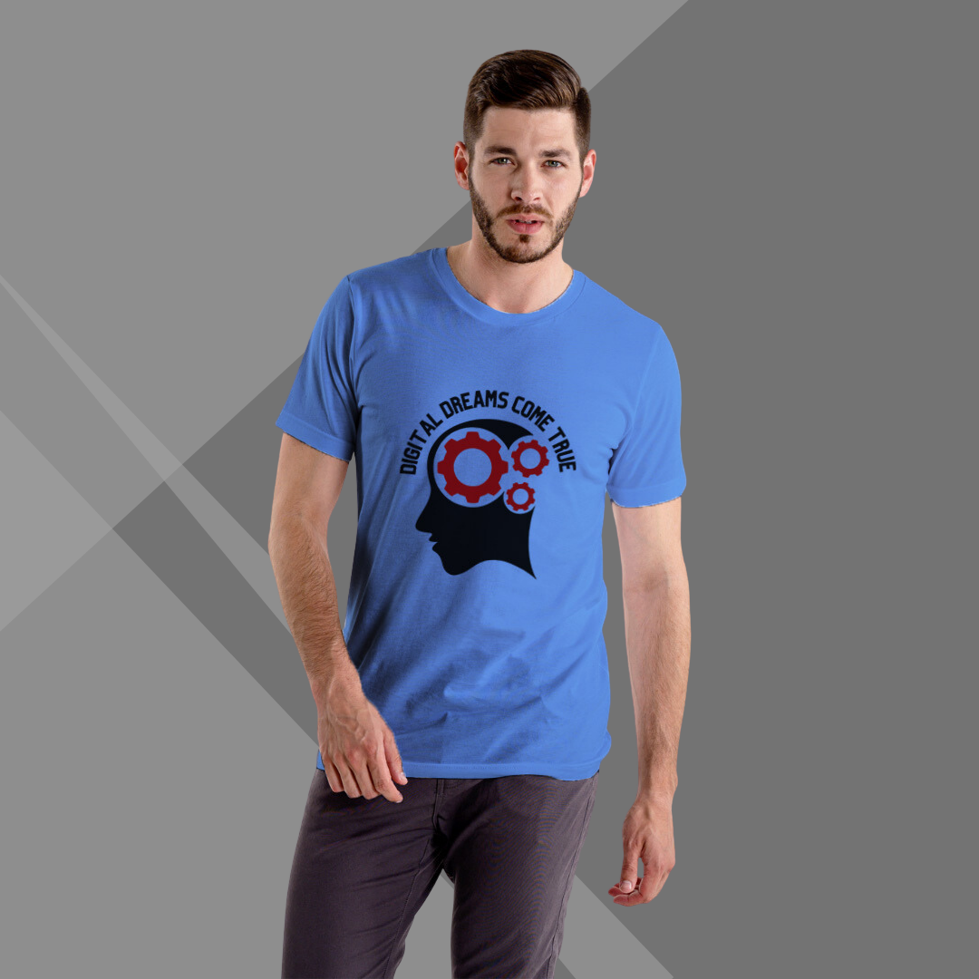 Blue Printed T-shirt for Men half sleeves