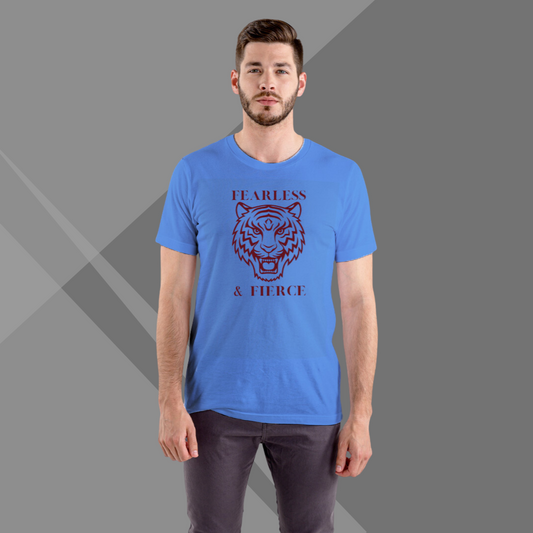 Blue Printed T-shirt for Men front