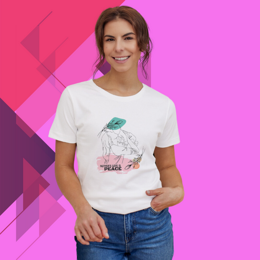 "Celebrate Motherhood with Our 'Mother's Love is Peace' Women's Printed White T-shirt"