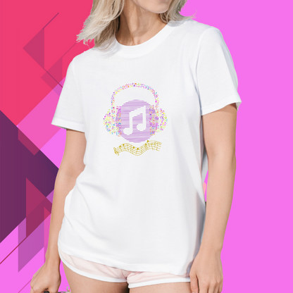 "Express Your Passion with Our 'Music' Women's Printed White T-shirt"