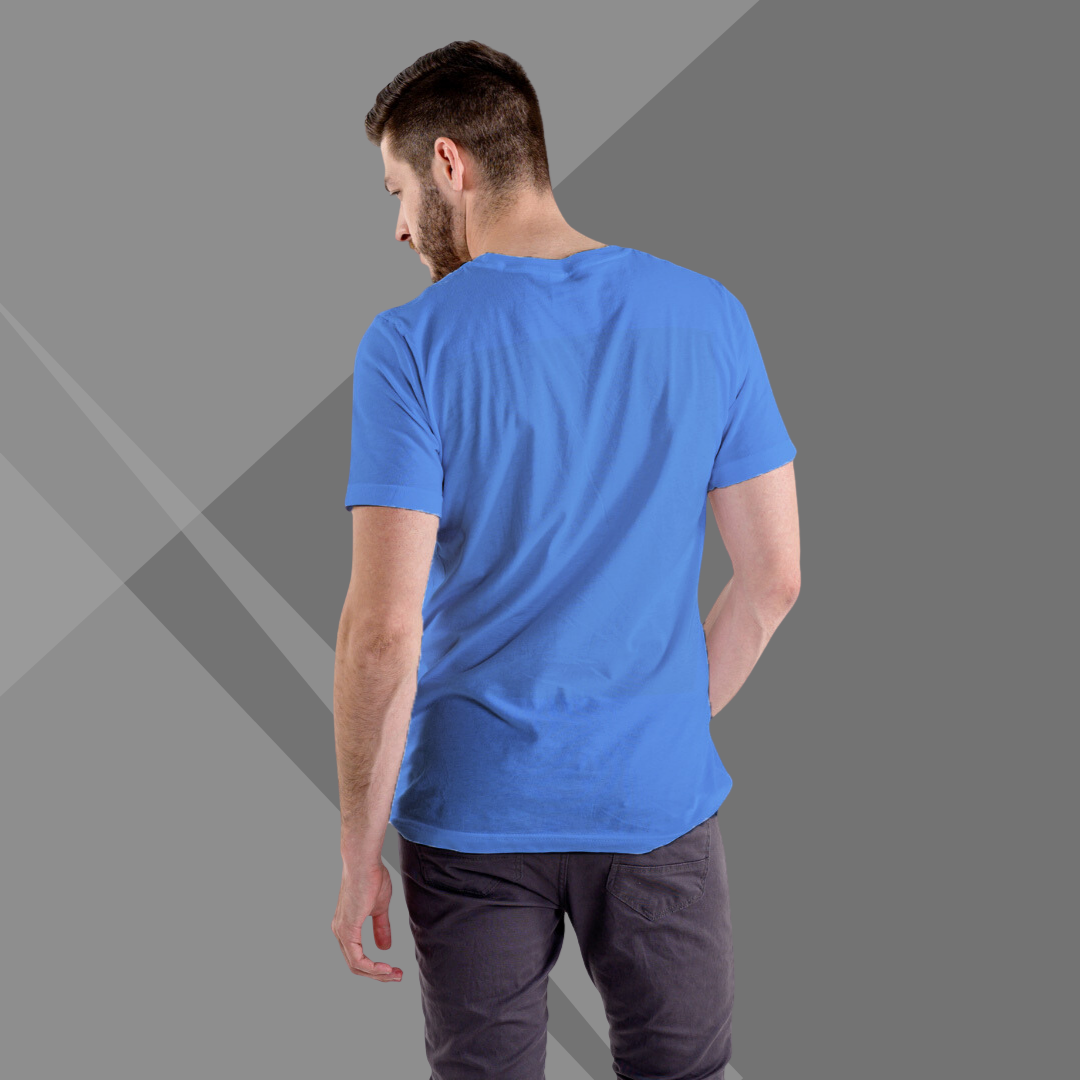 Blue Printed T-shirt for Men back