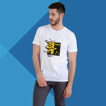 "Unleash Your Inner Superhero with Our 'Batman' Printed White T-Shirt for Men"