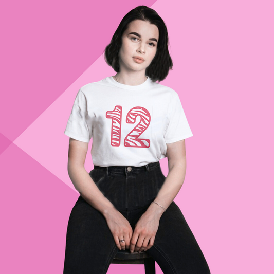 "Numeral 12" Printed White T-Shirt - Embrace the Dozen