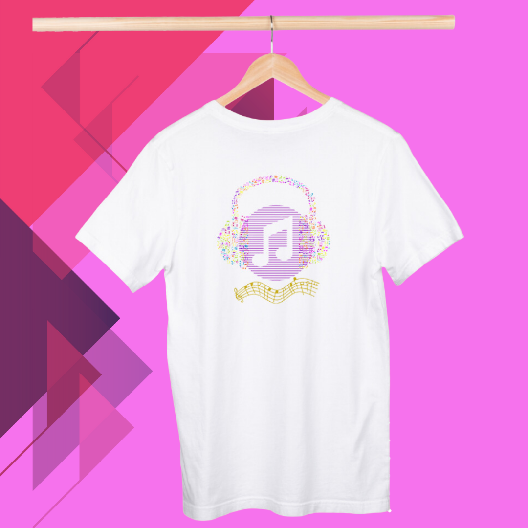 "Express Your Passion with Our 'Music' Women's Printed White T-shirt"