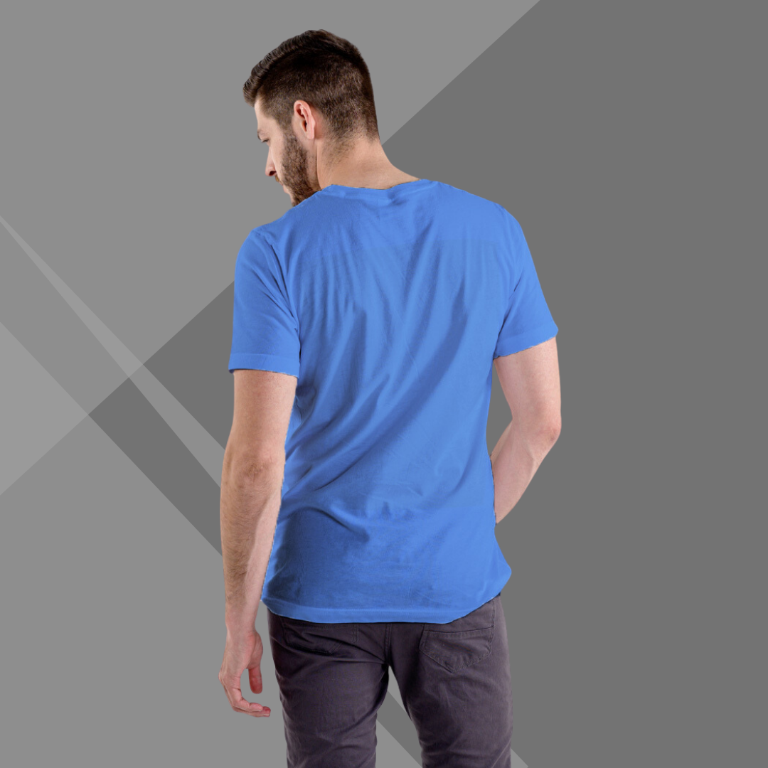 Blue Printed T-shirt for Men back