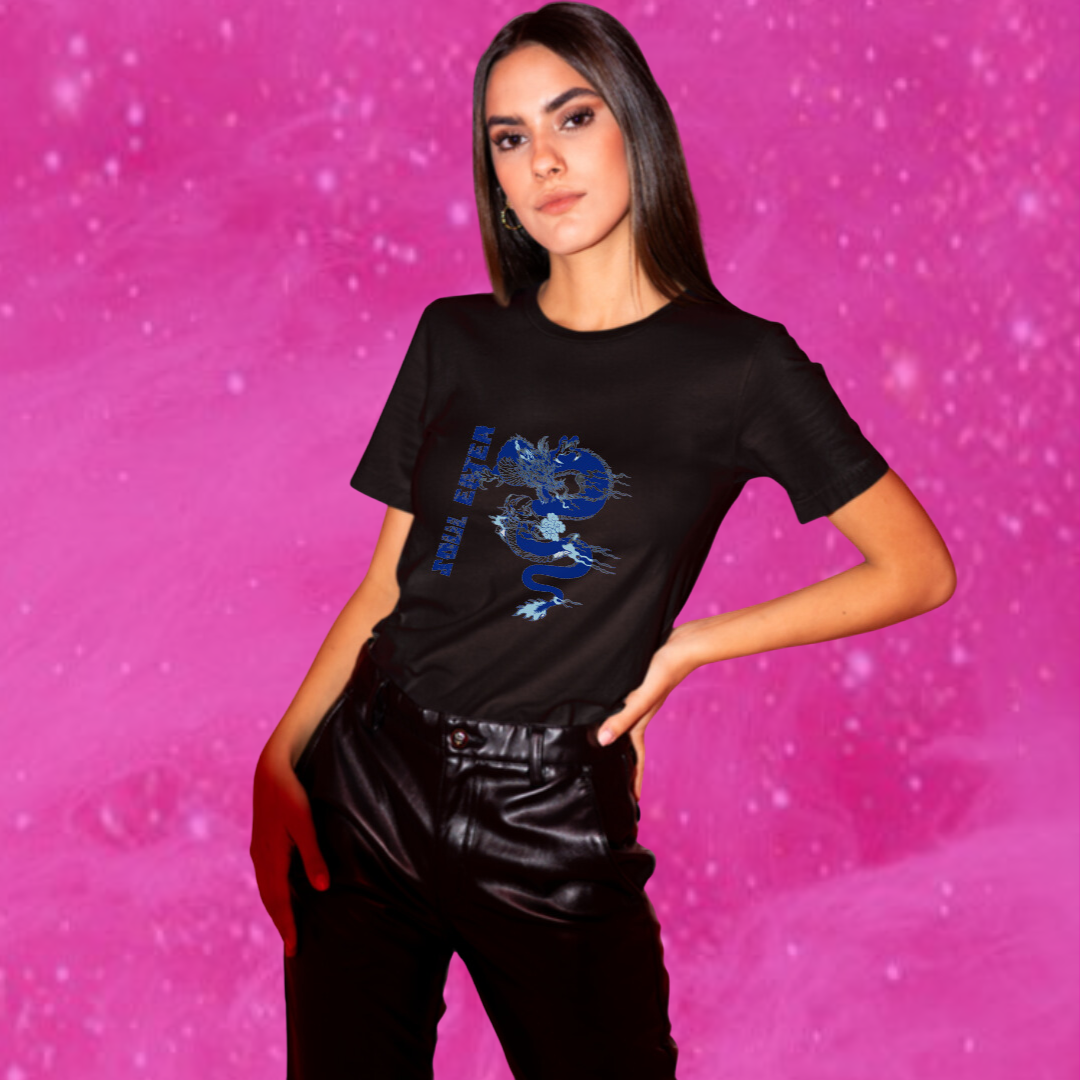 "Unleash Your Dark Side with 'Soul Eater' Printed Women's Black T-shirt!"