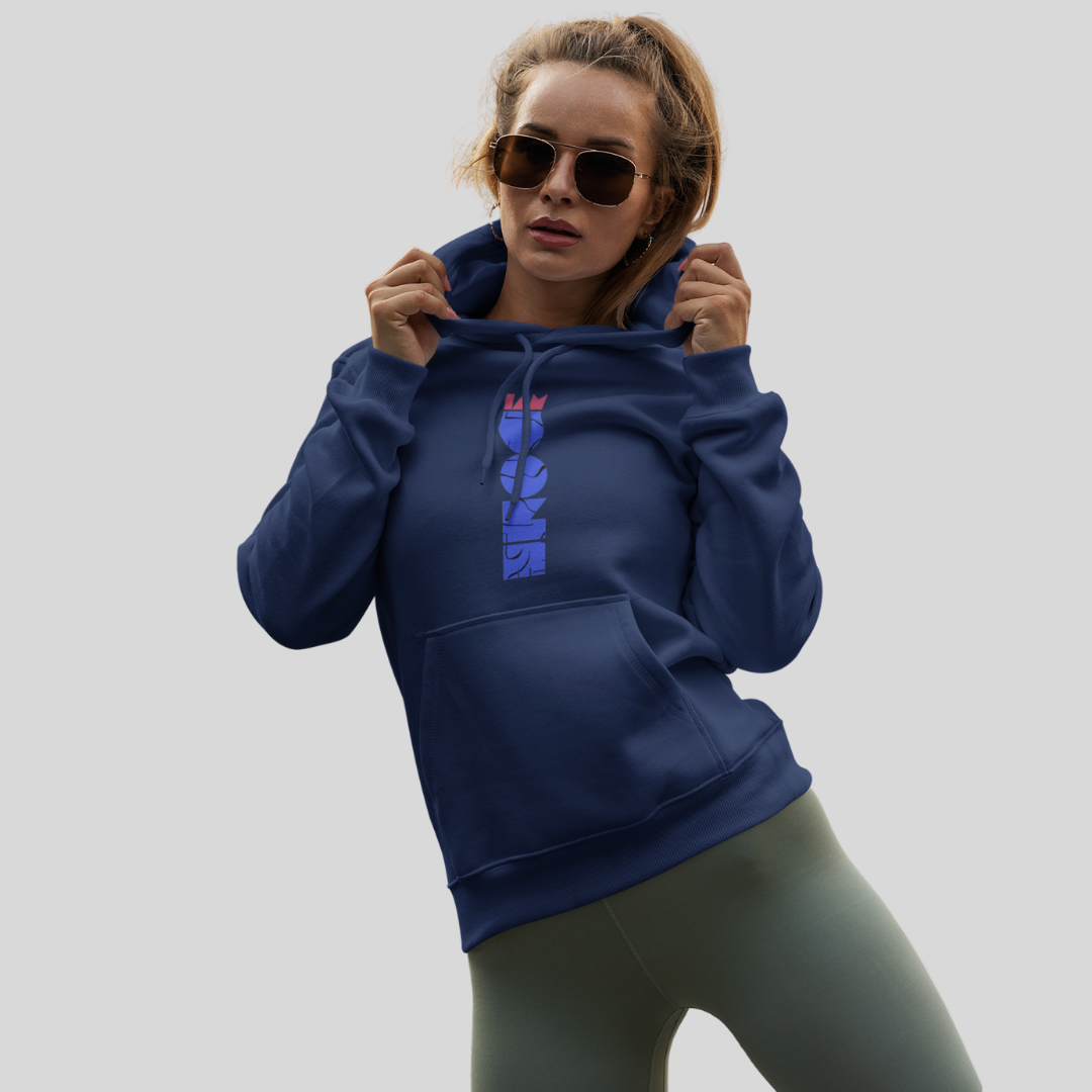 Stay Cozy and Chic with Our "DONE" Printed Women's Blue Hoodie!