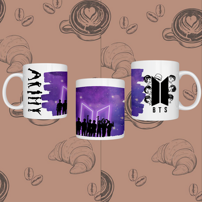 "BTS Army Forever" Printed Ceramic Mugs - Sip in Style with Your Favorite K-Pop Stars