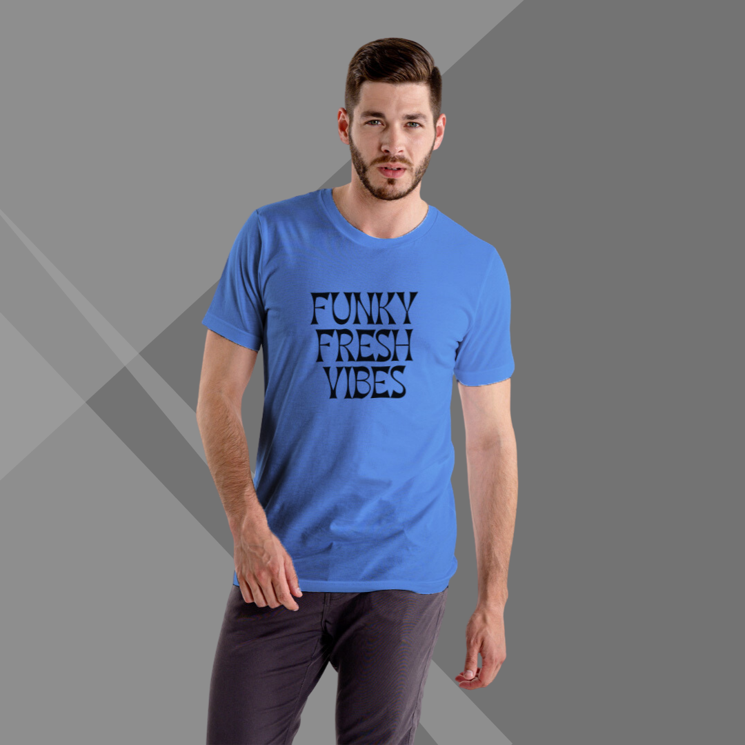 Blue Printed T-shirt for Men front