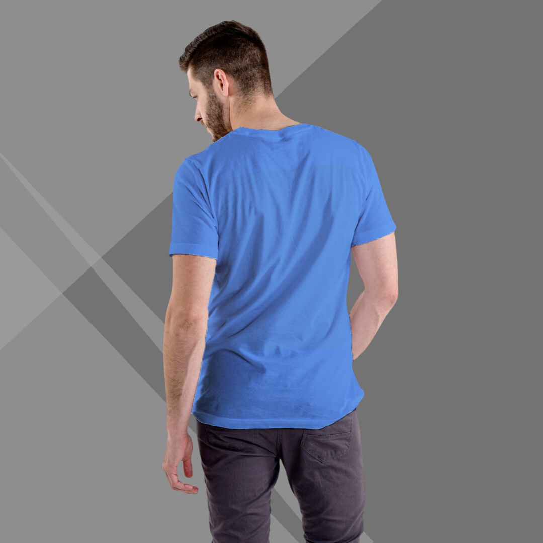 Blue Printed T-shirt for Men back