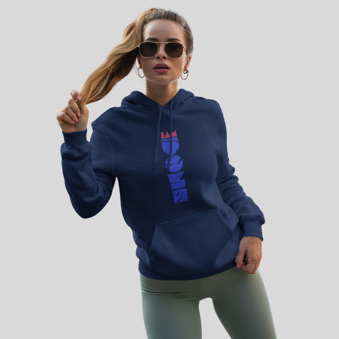 Stay Cozy and Chic with Our "DONE" Printed Women's Blue Hoodie!