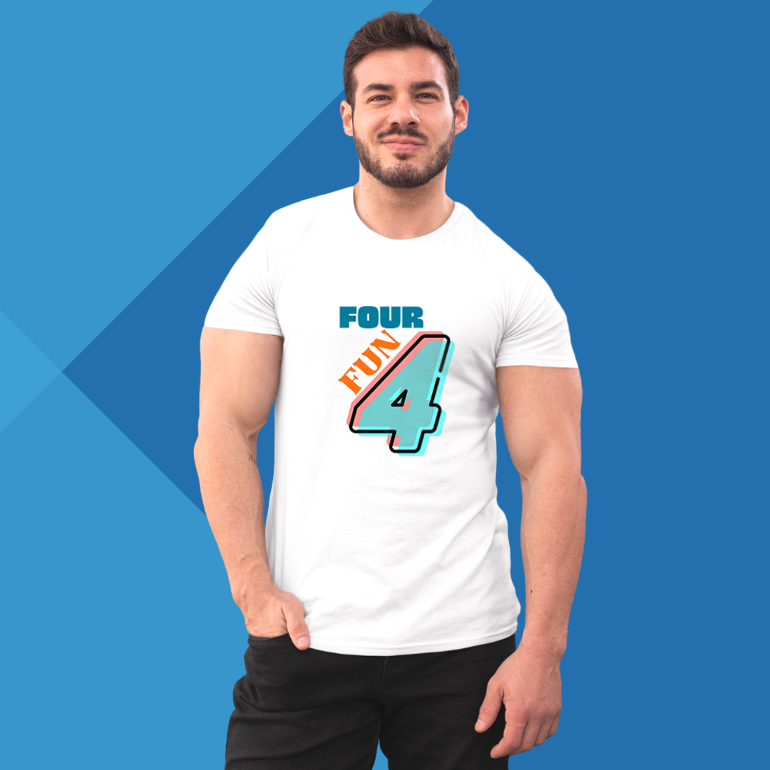 number 4 white printed t-shirt  front