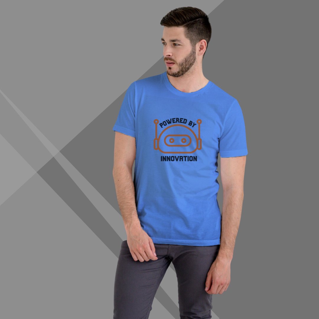 Blue Printed T-shirt for Men front