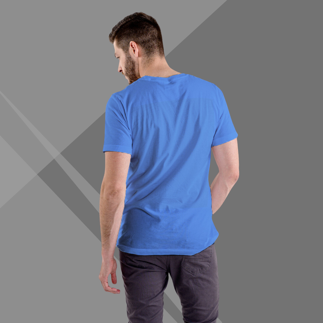 Blue Printed T-shirt for Men back