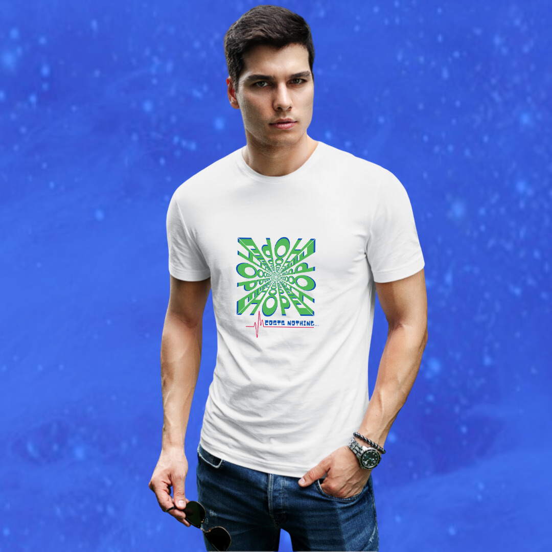 "Spread Hope and Positivity with Our Men's 'Hope Costs Nothing' Printed White T-Shirt"