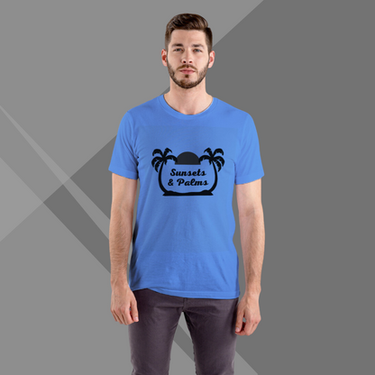 Blue Printed T-shirt for Men front