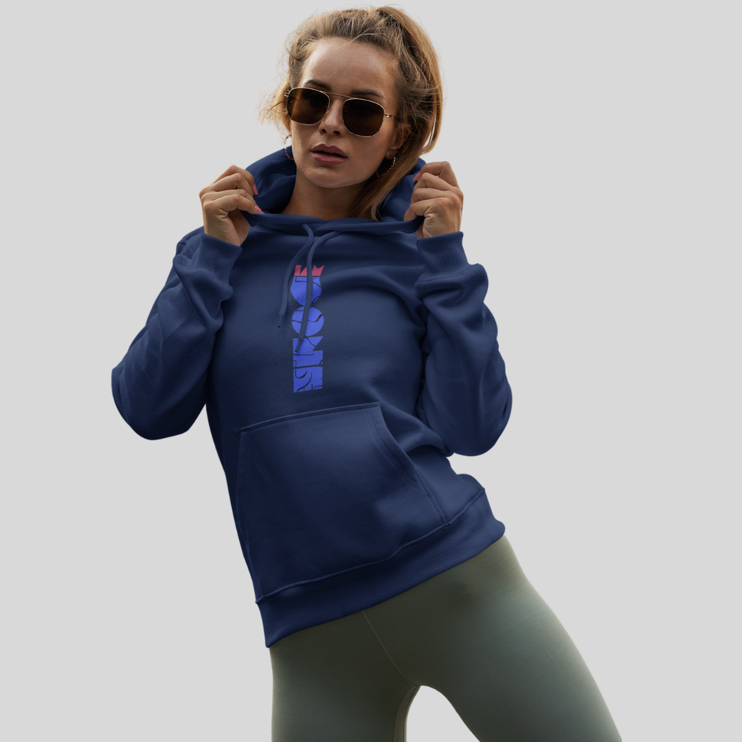 Stay Cozy and Chic with Our "DONE" Printed Women's Blue Hoodie!