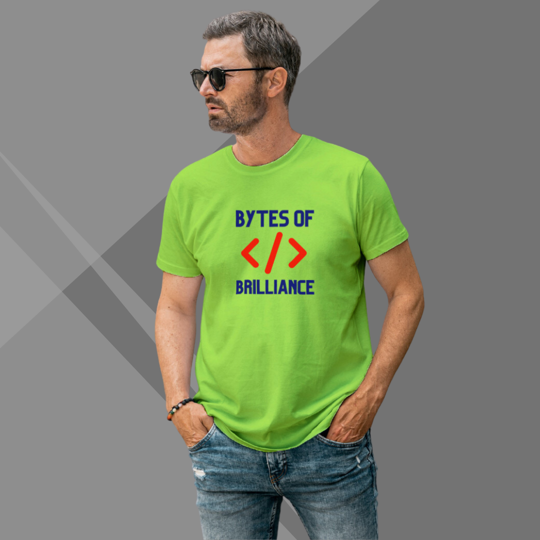 "Bytes of Brilliance" Printed Green T-Shirt - Unleash Your Genius