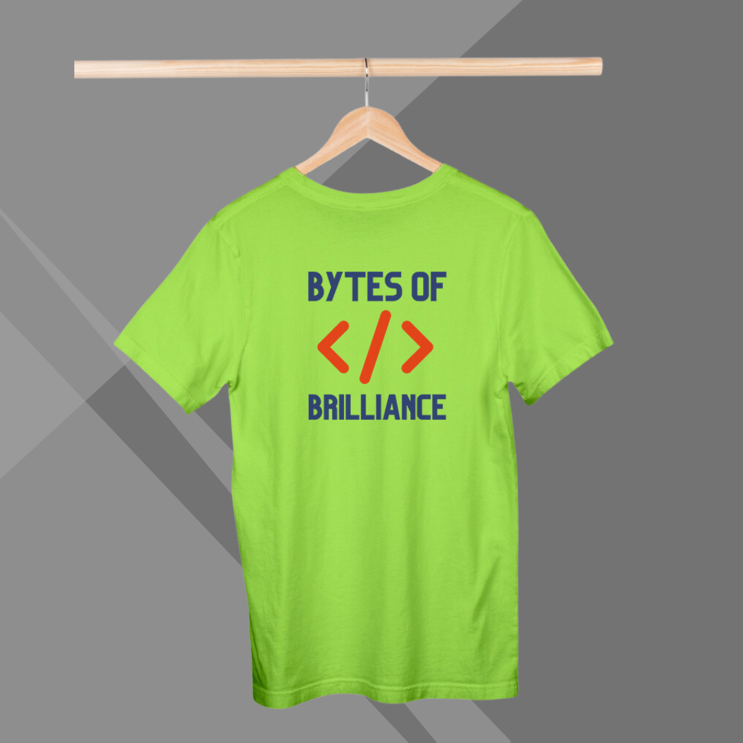 "Bytes of Brilliance" Printed Green T-Shirt - Unleash Your Genius