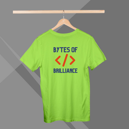 "Bytes of Brilliance" Printed Green T-Shirt - Unleash Your Genius