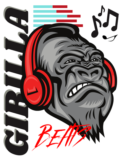 "Unleash Your Inner Beast with 'Gorilla Beats' Printed Men's White T-Shirt"