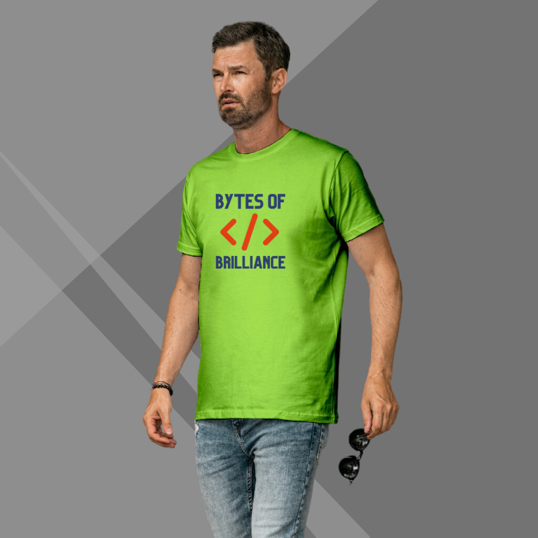 "Bytes of Brilliance" Printed Green T-Shirt - Unleash Your Genius