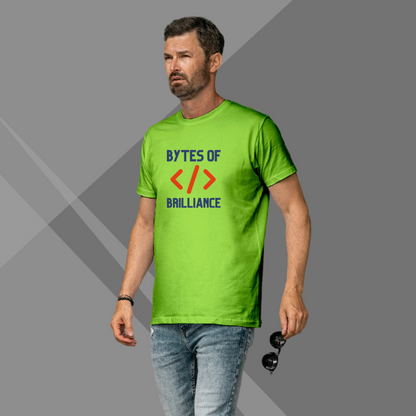 "Bytes of Brilliance" Printed Green T-Shirt - Unleash Your Genius