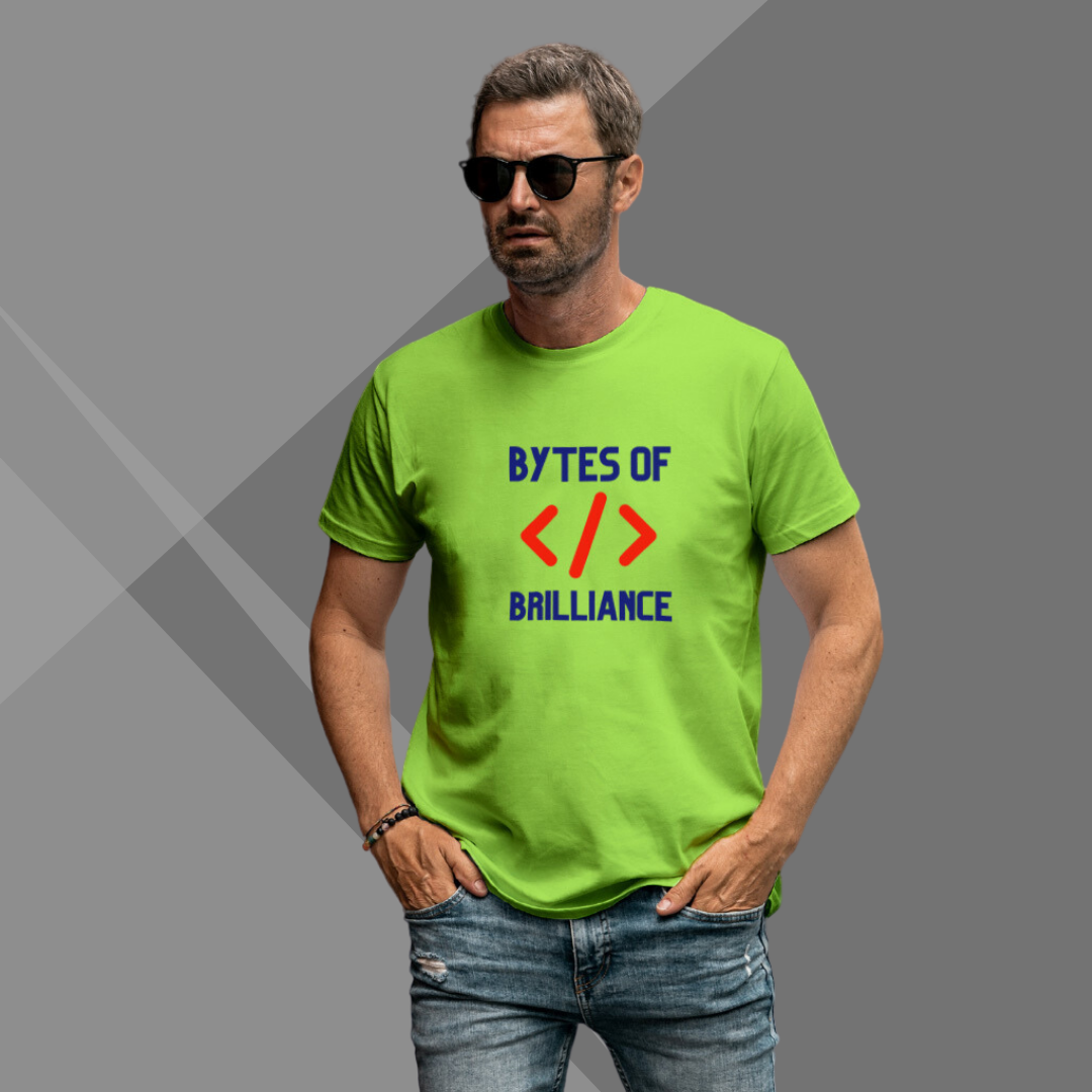 "Bytes of Brilliance" Printed Green T-Shirt - Unleash Your Genius