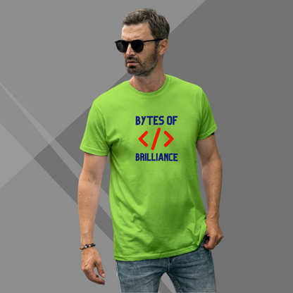 "Bytes of Brilliance" Printed Green T-Shirt - Unleash Your Genius