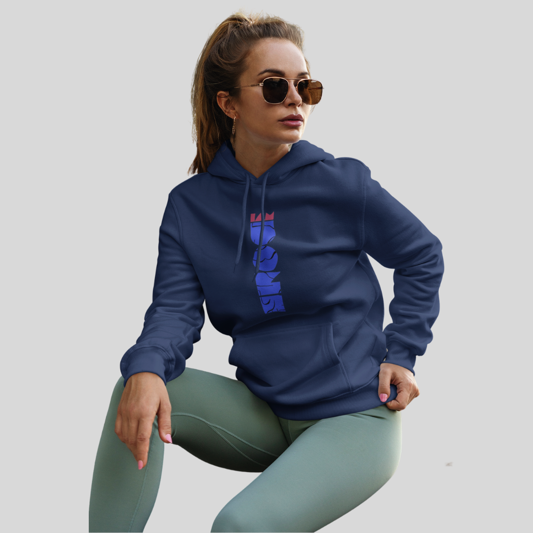 Stay Cozy and Chic with Our "DONE" Printed Women's Blue Hoodie!