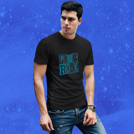 Men's "Punk Rock" Printed Black T-Shirt - Express Your Rebel Spirit!