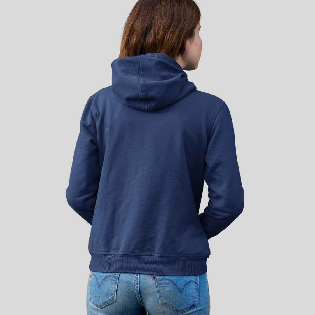 Stay Cozy and Chic with Our "DONE" Printed Women's Blue Hoodie!