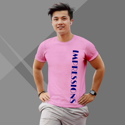 Men's IMPRESSION Printed Pink Premium T-Shirt - Men's Best Selling Cotton T-Shirt