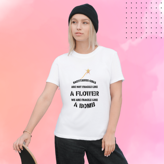 Express Your Adventurous Spirit with Women's "Sagittarius" Zodiac Sign Printed White T-Shirt