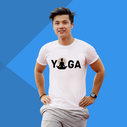 Yoga Printed Men's White T-Shirt - Classic Spiritual T-Shirt