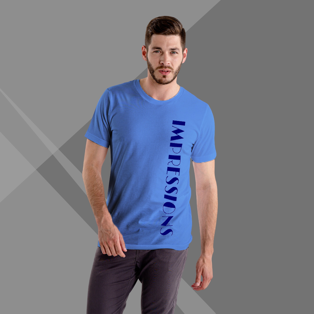 Blue Printed T-shirt for Men front