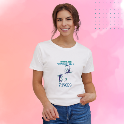 Dive into the Mystical World with Women's "Pisces" Zodiac Sign Printed White T-Shirt