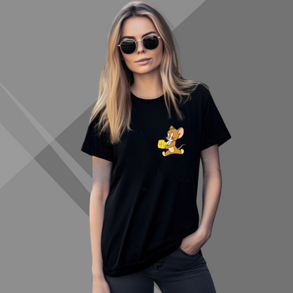 Tom & Jerry Printed Women's Black T-Shirt - T-Shirt for Cartoon Lover's