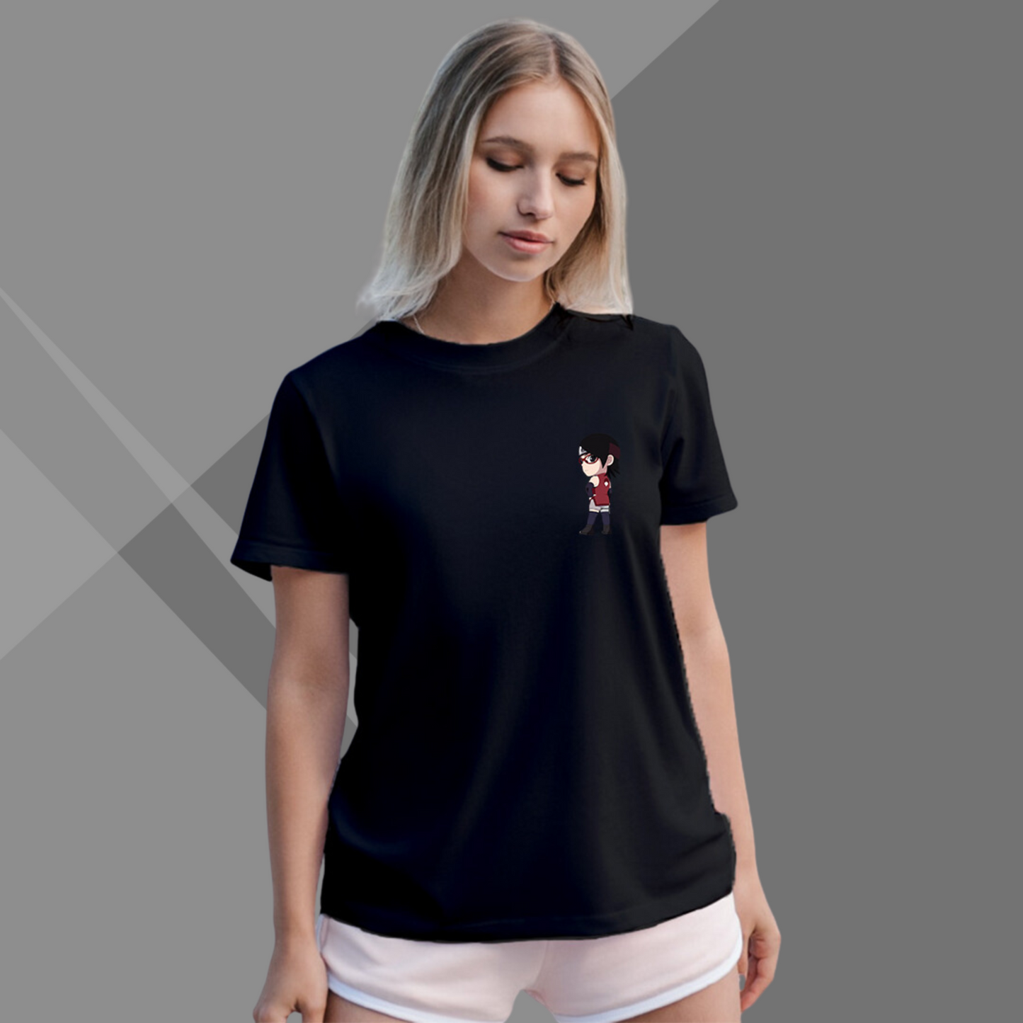 Sarada Anime Printed Women's Black T-Shirt - Must Have Anime T-Shirt